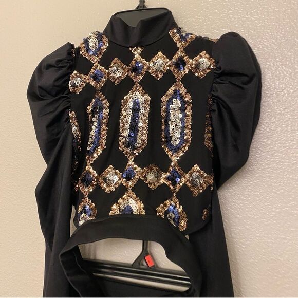 Revolution 10th House Dance Costume 2 piece black sequin BIONIC TH23116 SA - Picture 2 of 16